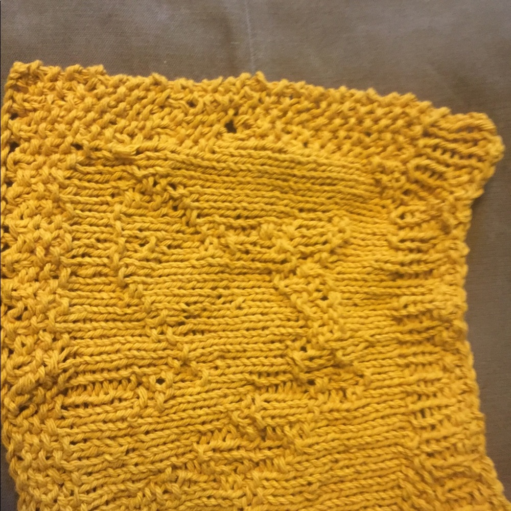Hand knitted washcloth or dishcloth